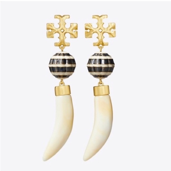 🆕Authentic Tory Burch Roxanne Horn Drop Earrings - Picture 8 of 9